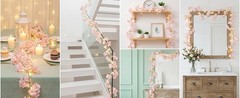 Cherry Blossom Garland Artificial Cherry Flower Vines 2 Pack Hanging Silk