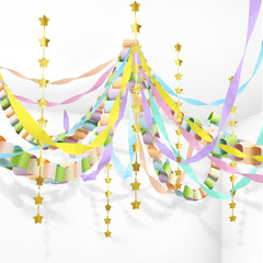 Fancy Birthday Decorations Pastel 600 Sheets Paper Chain Garland 2 Pack Gold Sta