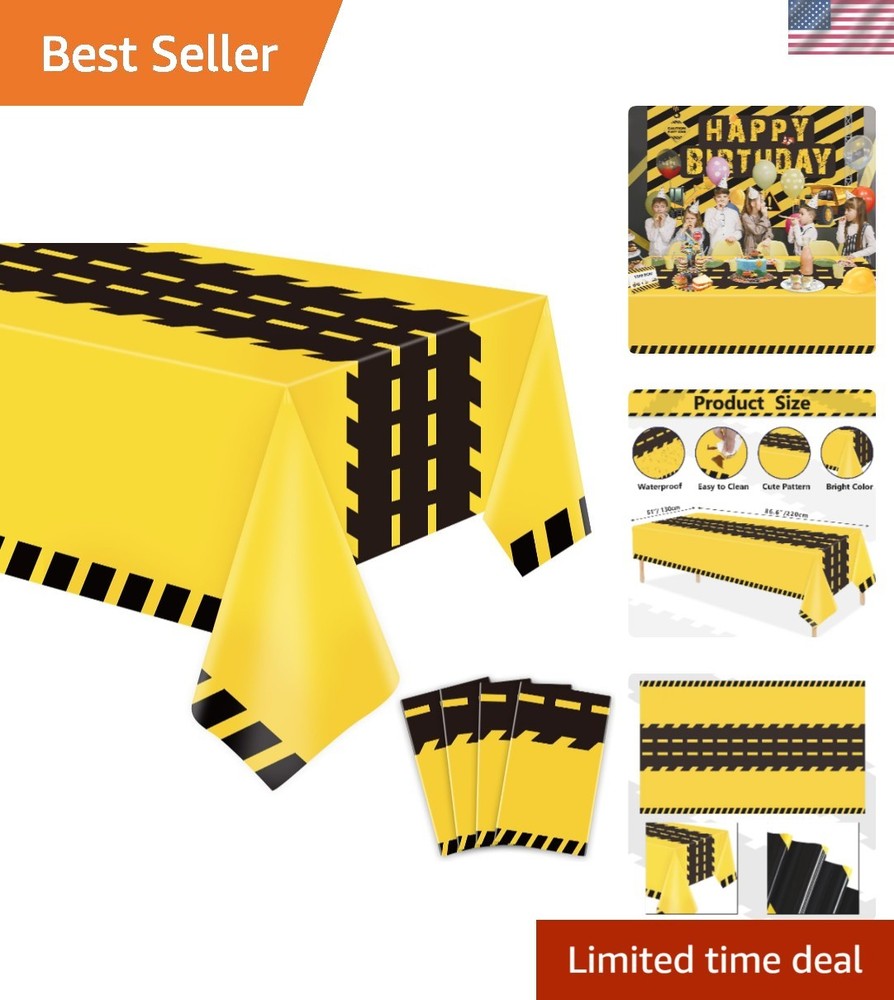 4 Pack Dump Truck Construction Tablecloths – 51×86 Inch for Vibrant Parties