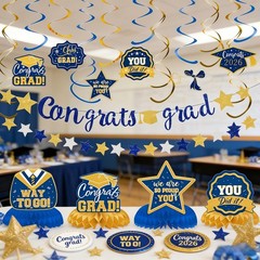 Graduation Party Decorations 2026, Blue and Gold 20 inches x 16 inches,