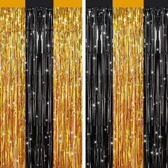 2 Pack Rainbow Metallic Tinsel Foil Fringe Curtains, Door Streamers Photo Booth