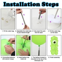 2 Sets Cartoon Monster Balloon Column Stand Kit Blue Purple Lime Green Adjust…