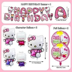 48Pcs – Kitty Birthday Party Decorations Set, with Banner, Balloons, Cake Top…