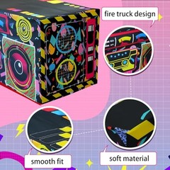 4FT 80s 90s Theme Party Tablecloth, 80s 90s 48″ x 24″ (Rectangular) Black-radio