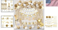 Luxurious 98-Piece Gold and White Birthday Decorations – Parties and Milestones