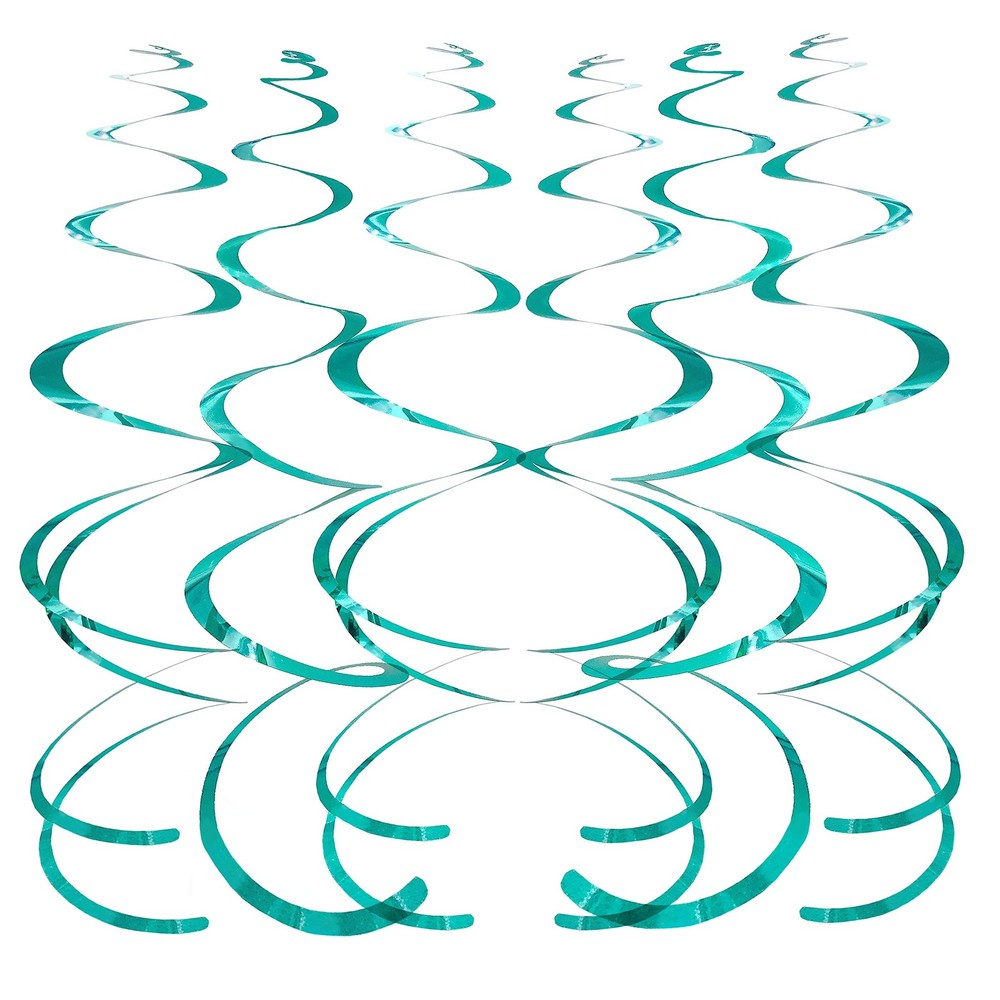 28 PCS Teal Swirl Hanging Decorations Ceiling Hangings Party Baby Shower