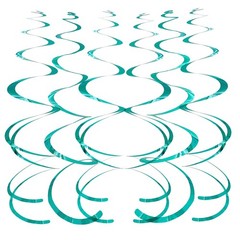 28 PCS Teal Swirl Hanging Decorations Ceiling Hangings Party Baby Shower