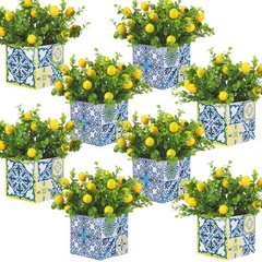 Giegxin Blue Tiles Lemon Table Centerpiece Decor Amalfi Small, Multi Color