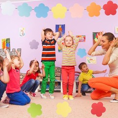 144 PCS Large Assorted Color Paper Flower Cutouts DIY Kids Craft Party Decor