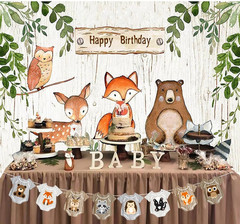 Baby Shower Decorations Woodland Animals Pre-Strung Banner Onesize Sleeve Bodysu