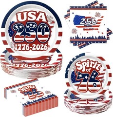 Patriotic 250th Anniversary Kit, 180Pcs, Serve 60 Guests