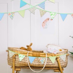 39Ft Triangle Bunting Banner, Green Blue Cotton Pennant Banner, 42pcs Reusabl…