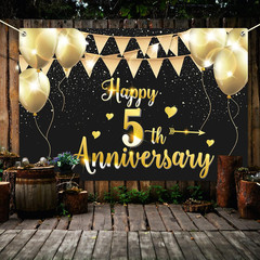 6X4Ft Happy 5Th Anniversary Banner Backdrop – 5 Wedding Anniversary Decorations