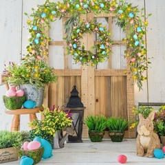 5.9FT Artificial Easter Egg Garland Eggs with Colorful Berries Greenery Leaves R