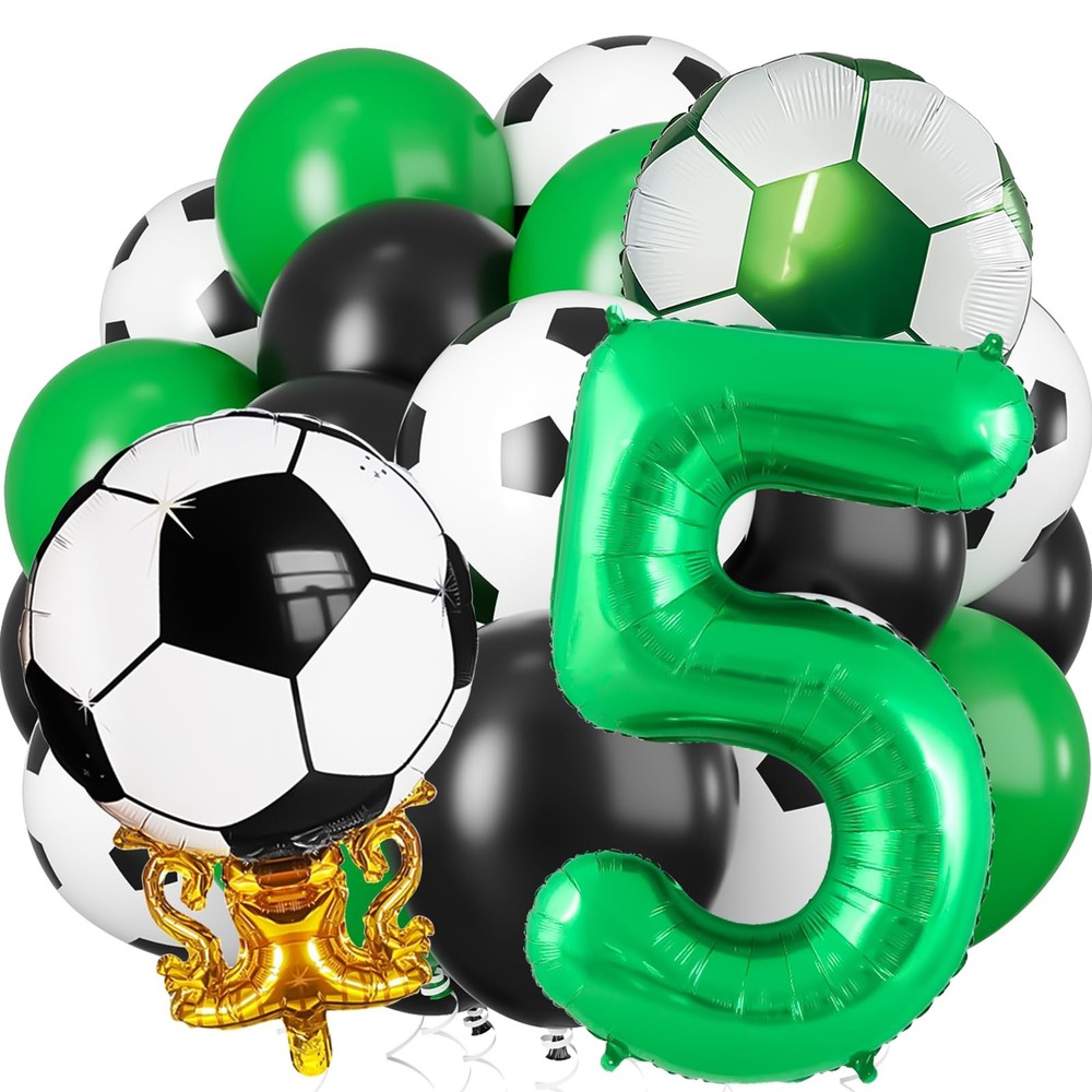 Soccer Party Decorations, Green Number Balloons Soccer Balloons Print Latex B…