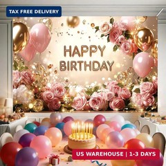 Birthday Backdrop Birthday Banner for Women 71 x 43 Inc Happy Birthday Backdrop