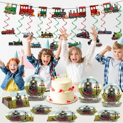 Party Greeting 109Pcs Train Birthday Party Supplies Includes Steam Train Party P