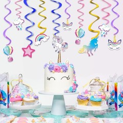 Magical 21PC Unicorn Swirl Streamers – Perfect for Stylish Birthday Celebrations