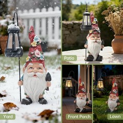 Garden Gnomes Statue with Solar Lantern, Outdoor Gnome Decorations for Yard, …