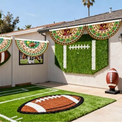 6pcs Football Buntings, Polyester Rugby Fan-Shaped Bunting Flags Banner Game …