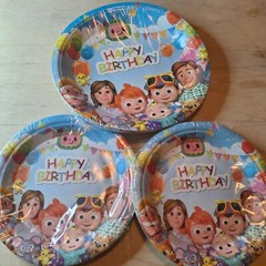 Coco Melon Birthday Party Plate Napkin Balloon Cake Topper Bottle Label Stickers