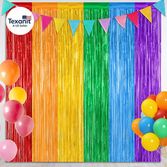 2 Pack Rainbow Backdrop Curtains, 3.28 FT X 7.05 FT Colofull Party Decorations,