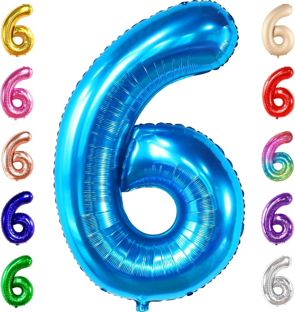 KatchOn, Giant Blue Number 6 Balloon – 40 Inch | 6th Birthday Decorations for
