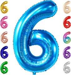 KatchOn, Giant Blue Number 6 Balloon – 40 Inch | 6th Birthday Decorations for