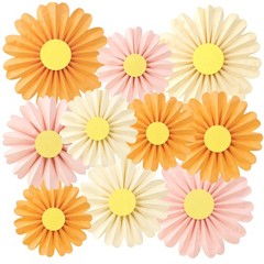 10 PCS Daisy Paper Flowers Decorations Pink Orange Party Fans Hanging Decor