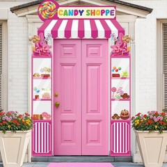 3 Pcs Candy Party Decorations Candy Theme Porch Banner Pink Sweet Candy Door …