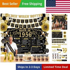 70th Birthday Decorations for Men Women, 36 Pcs Back in 1956 Birthday Party D…