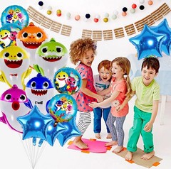 Shark Birthday Party Decorations for Boys and Girls, 26” Balloons XL for Baby Bi