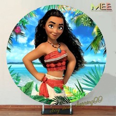 Round Panel Moana Seaside Beach Backdrop Cover Girls Birthday Party Decorations