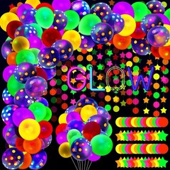 Sumind Halloween Neon Balloon Arch Kit 100 Pcs 53ft Glow Black Light Polka Dot