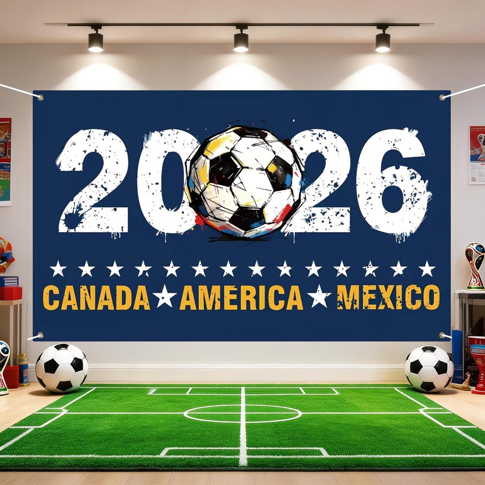 2026 World Cup Banner Flag3″Ã—5″Ft,Double-Sided 3-Ply Large Fabric Football Flag
