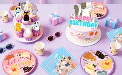 159Pcs Cat Party Decoration Kitty Birthday Balloon Cake Topper Tablecloth Banner
