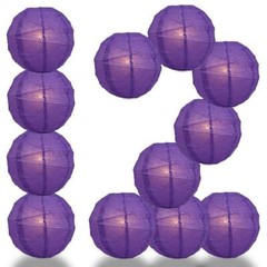 BULK PACK (12) 20″ Royal Purple Round Paper Lantern, Crisscross Ribbing, Chinese