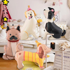 4PCS Pet Dog Foil Balloons 4D Standing Cute Puppy Balloons Self Standing Animal