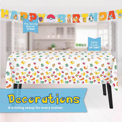 Pokemon Birthday Decorations Party Supplies for 16 – Officially Licensed Banner,
