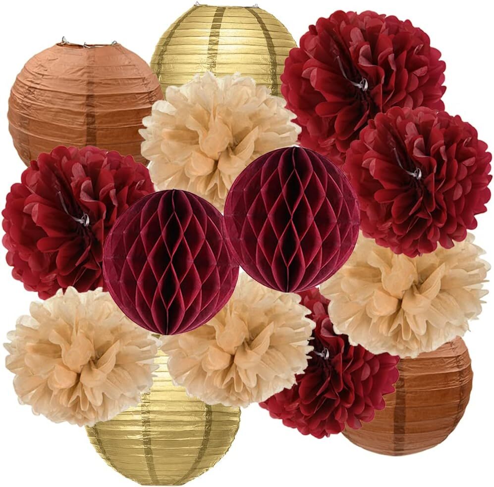 Burgundy Graduation Party Decorations Maroon Party Decorations Tissue Pom Poms L