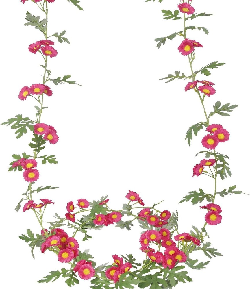 2 Pcs Silk Wildflower Garland Spring Daisies Flowers Garland Outdoor Rose Red