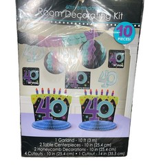 40th Birthday Decorating Kit 10 Pieces Purple & Teal Party Supply