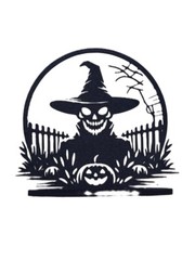 Scarecrow Halloween Table Decor Ornament – Black Plastic Scarecrow and Pumpkin