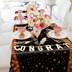 Graduation Decorations 2026 | Orange and Black Graduation Tablecloth -Pack of 3,