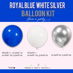 Royal Blue Silver White Balloon Garland Arch Kit, 143 Pcs Decor | Blue and silve