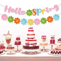 Hello Spring Banner, Pre-Strung Spring Flower Banner Colorful Spring Garland …