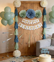 Sage-Green Dusty Blue Ivory Party-Decorations – 10-Pack Blue Green Boho Tissue P