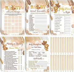 145 Pcs Bear Baby Shower Games Gender Reveal Decoration Set Include 125 Bingo Ca