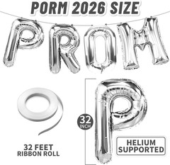 Prom 2026 Balloons Silver 32 Inch Giant – Prom 2026 Decorations Decor for Gradua