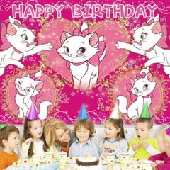 Marie Cat Party Decor Birthday Backdrop Banner Girls Baby Shower Vinyl 7x5ft